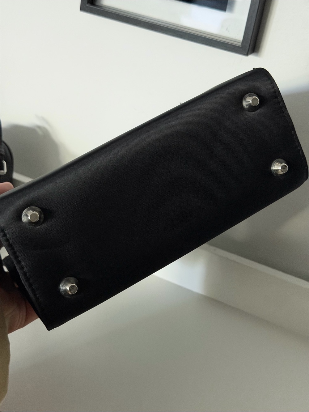Classic Black Satin Top-Handle Handbag - Picture 6 of 9